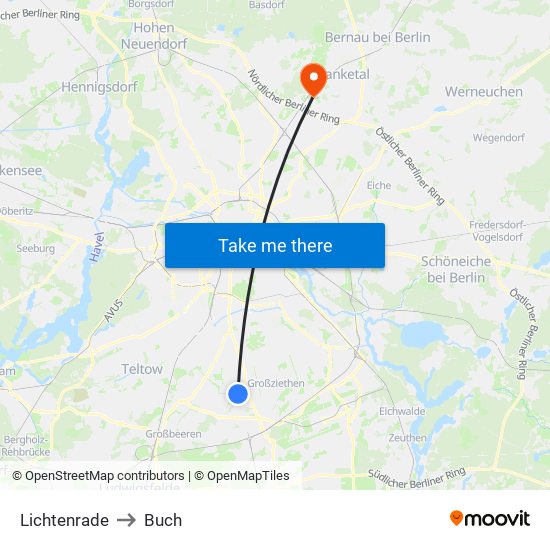 Lichtenrade to Buch map