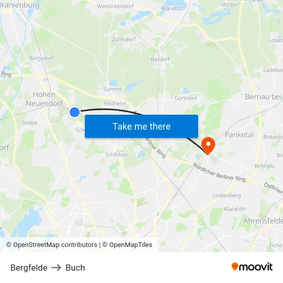 Bergfelde to Buch map