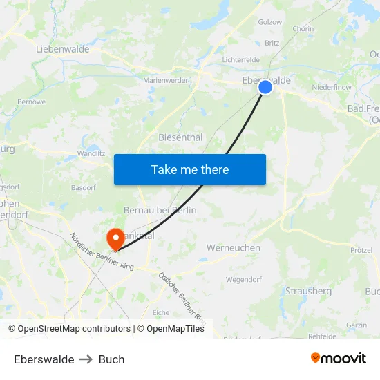 Eberswalde to Buch map