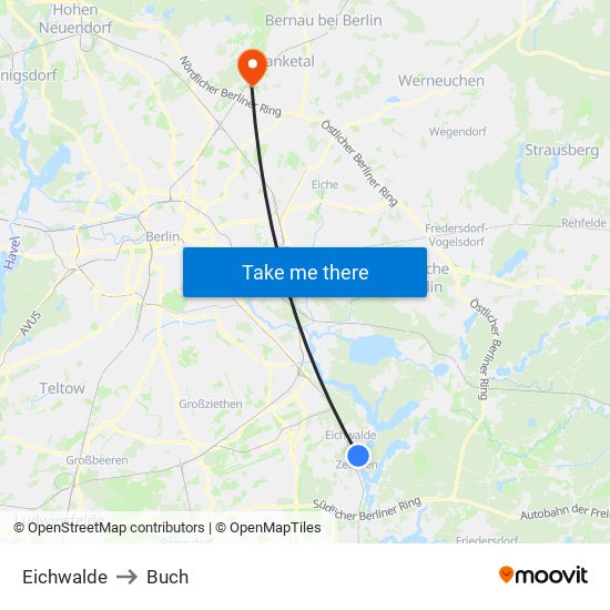 Eichwalde to Buch map