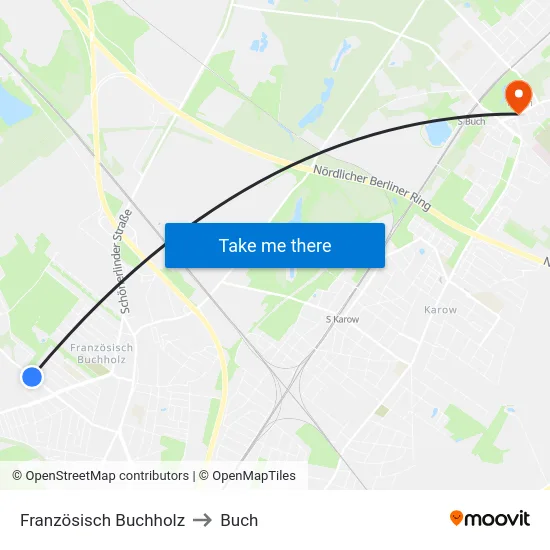 Französisch Buchholz to Buch map