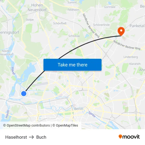 Haselhorst to Buch map