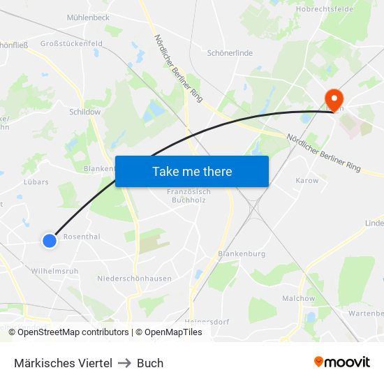 Märkisches Viertel to Buch map