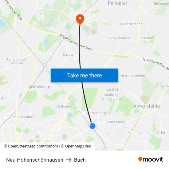 Neu-Hohenschönhausen to Buch map