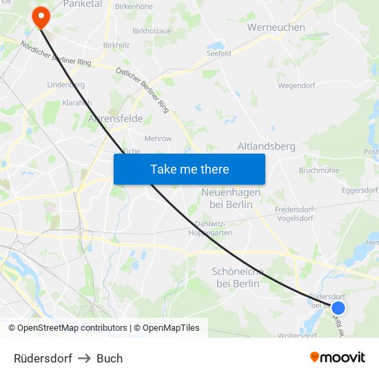 Rüdersdorf to Buch map
