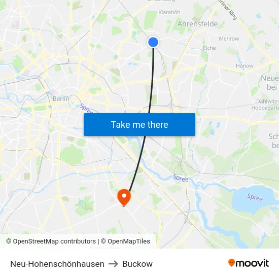 Neu-Hohenschönhausen to Buckow map