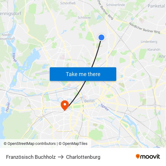 Französisch Buchholz to Charlottenburg map