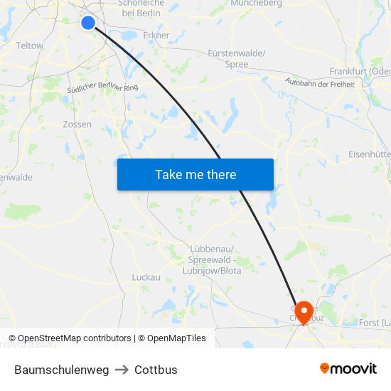 Baumschulenweg to Cottbus map