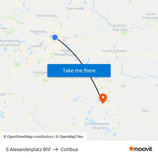 S Alexanderplatz Bhf to Cottbus map