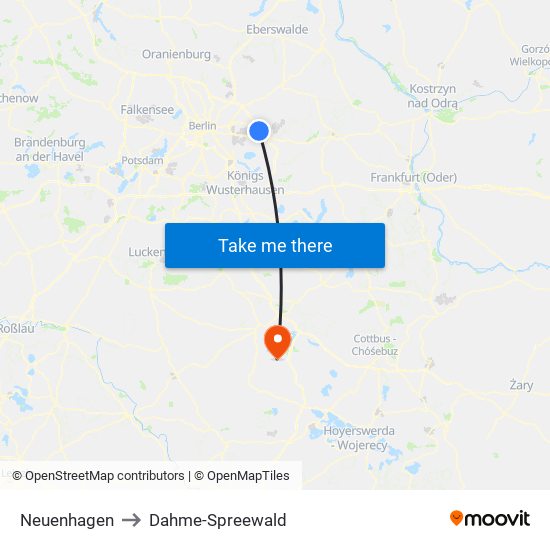 Neuenhagen to Dahme-Spreewald map