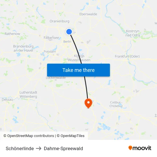 Schönerlinde to Dahme-Spreewald map
