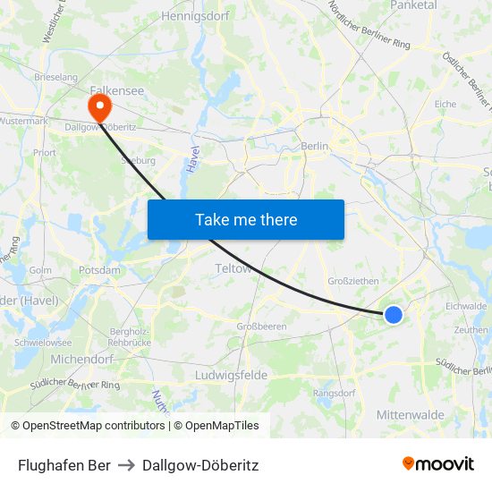 Flughafen Ber to Dallgow-Döberitz map