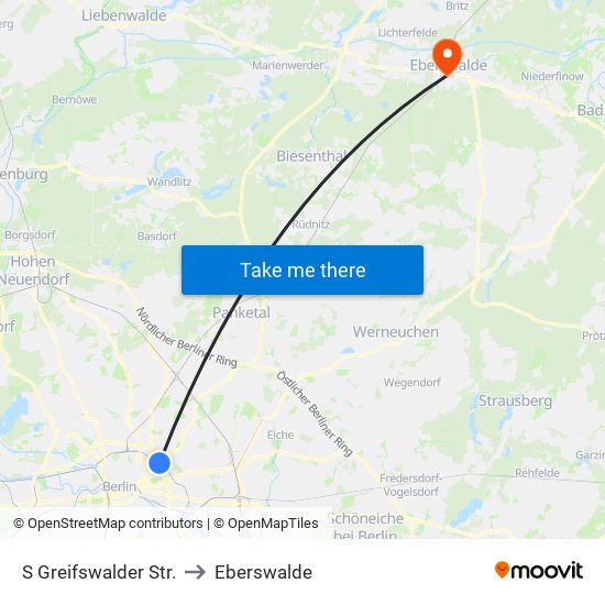 S Greifswalder Str. to Eberswalde map