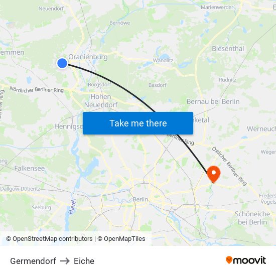 Germendorf to Eiche map
