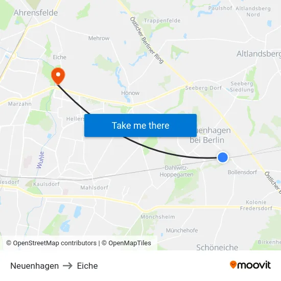 Neuenhagen to Eiche map