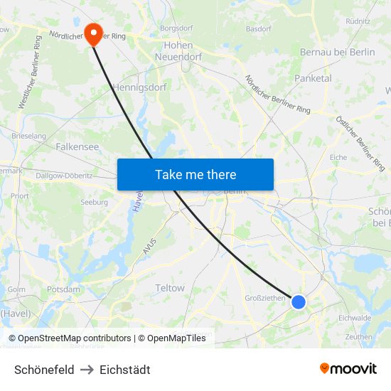 Schönefeld to Eichstädt map