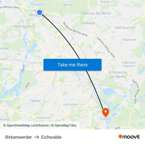 Birkenwerder to Eichwalde map