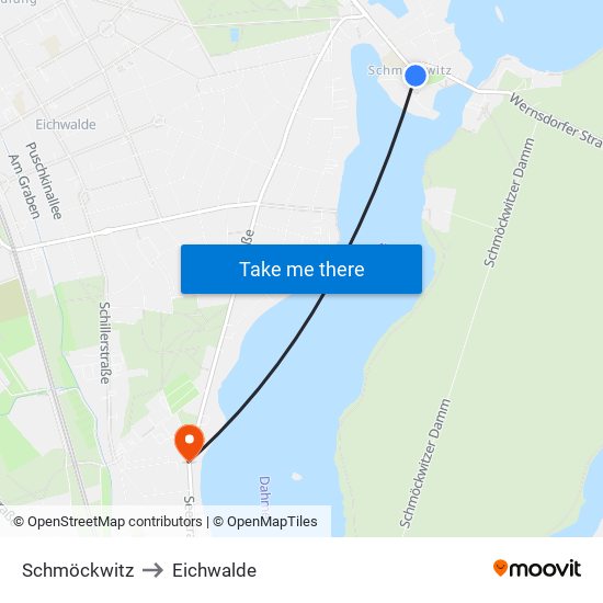 Schmöckwitz to Eichwalde map