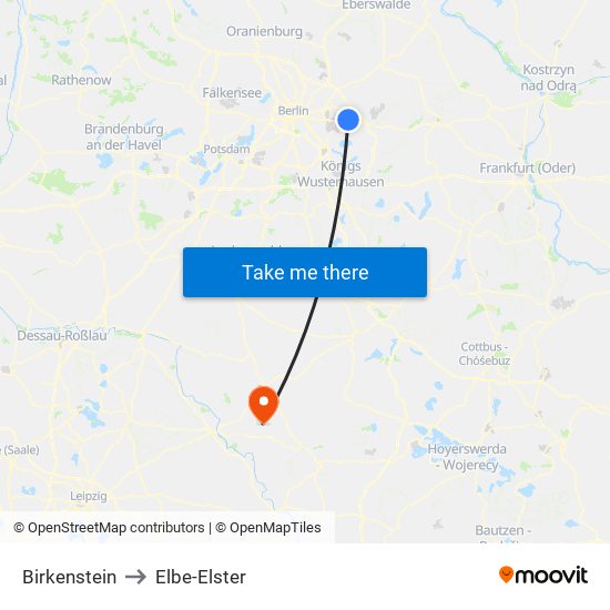 Birkenstein to Elbe-Elster map