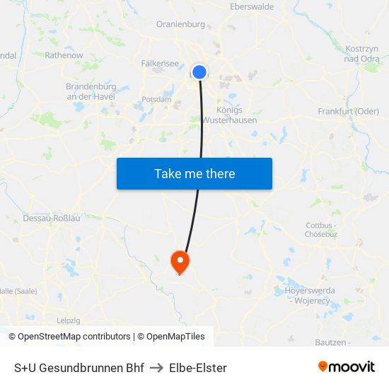 S+U Gesundbrunnen Bhf to Elbe-Elster map