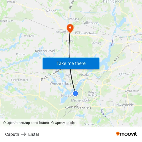Caputh to Elstal map
