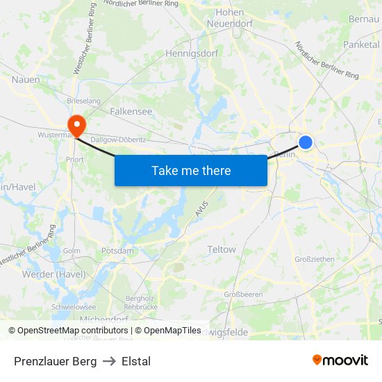 Prenzlauer Berg to Elstal map