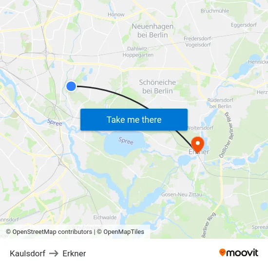 Kaulsdorf to Erkner map