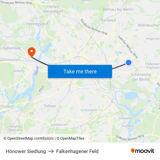 Hönower Siedlung to Falkenhagener Feld map
