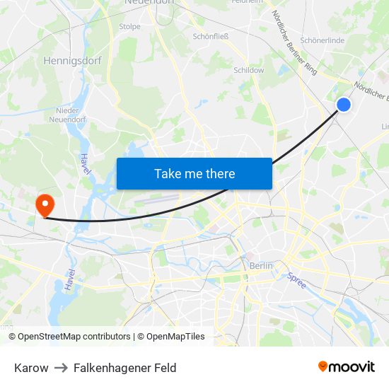 Karow to Falkenhagener Feld map