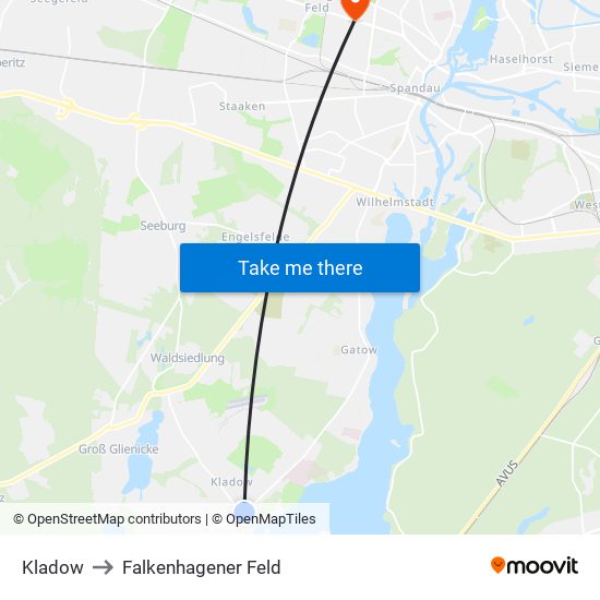 Kladow to Falkenhagener Feld map