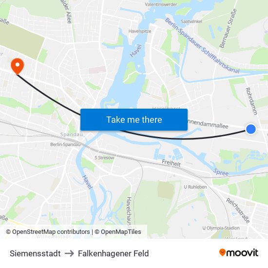 Siemensstadt to Falkenhagener Feld map