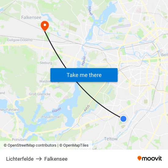 Lichterfelde to Falkensee map