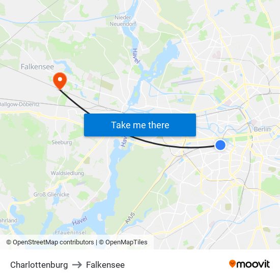 Charlottenburg to Falkensee map