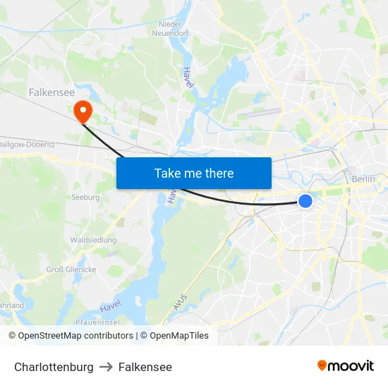 Charlottenburg to Falkensee map