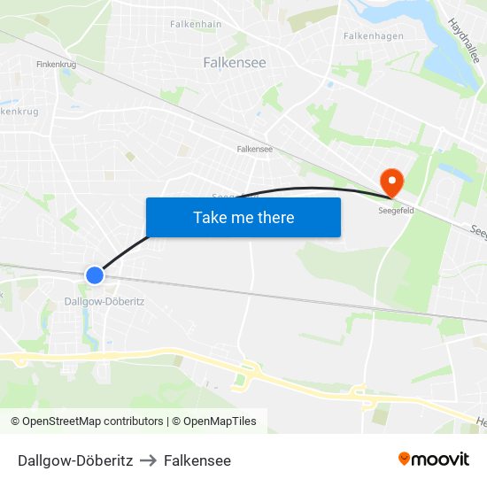 Dallgow-Döberitz to Falkensee map