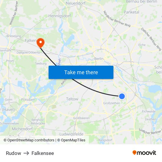 Rudow to Falkensee map
