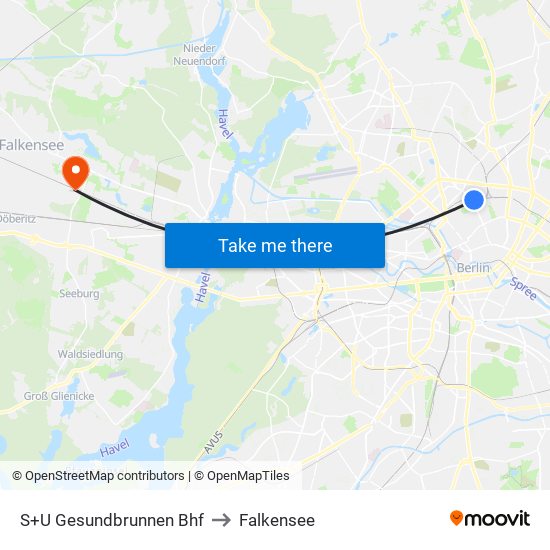 S+U Gesundbrunnen Bhf to Falkensee map