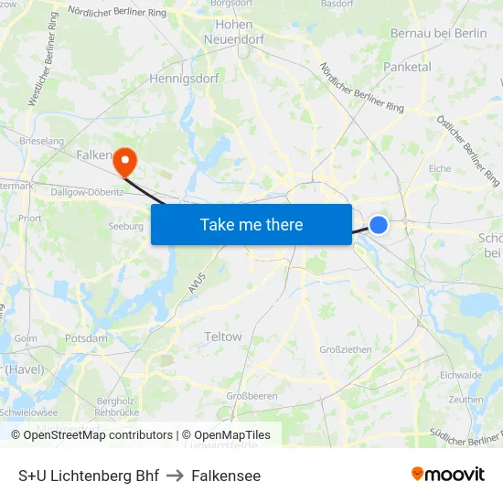 S+U Lichtenberg Bhf to Falkensee map