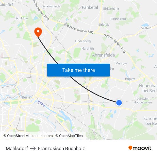 Mahlsdorf to Französisch Buchholz map