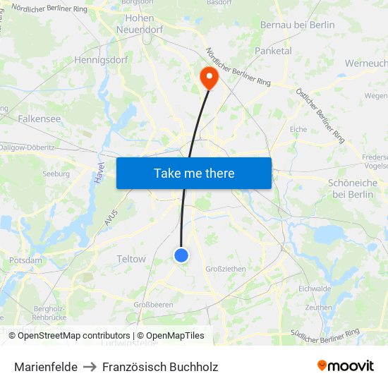 Marienfelde to Französisch Buchholz map