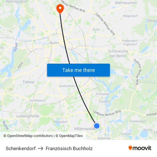 Schenkendorf to Französisch Buchholz map