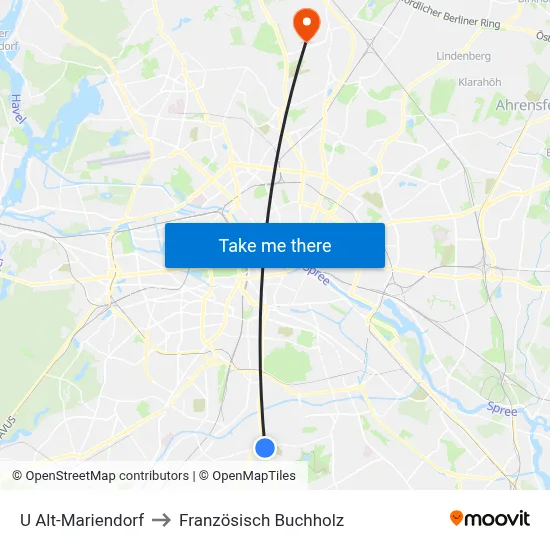 U Alt-Mariendorf to Französisch Buchholz map