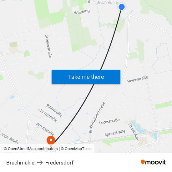 Bruchmühle to Fredersdorf map