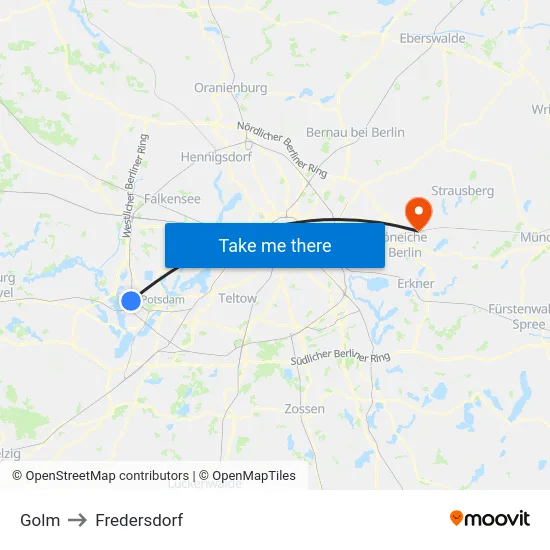 Golm to Fredersdorf map