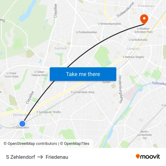 S Zehlendorf to Friedenau map