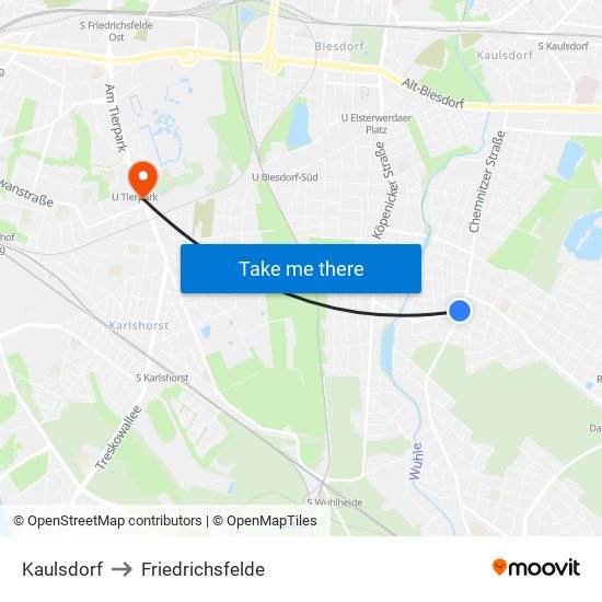 Kaulsdorf to Friedrichsfelde map