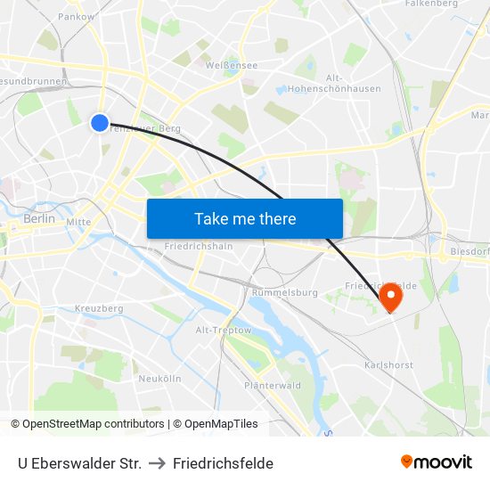 U Eberswalder Str. to Friedrichsfelde map