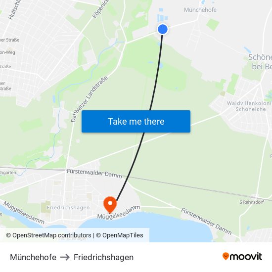 Münchehofe to Friedrichshagen map