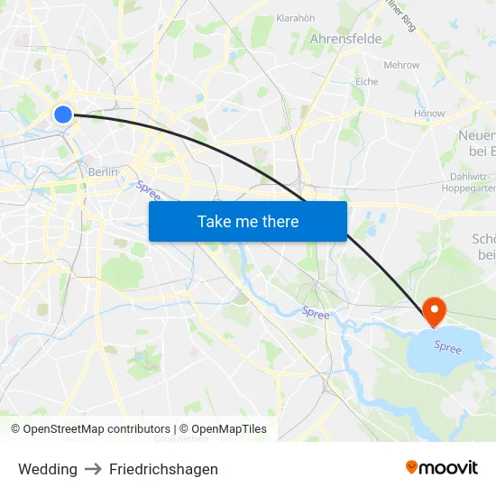 Wedding to Friedrichshagen map
