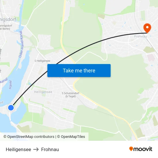 Heiligensee to Frohnau map